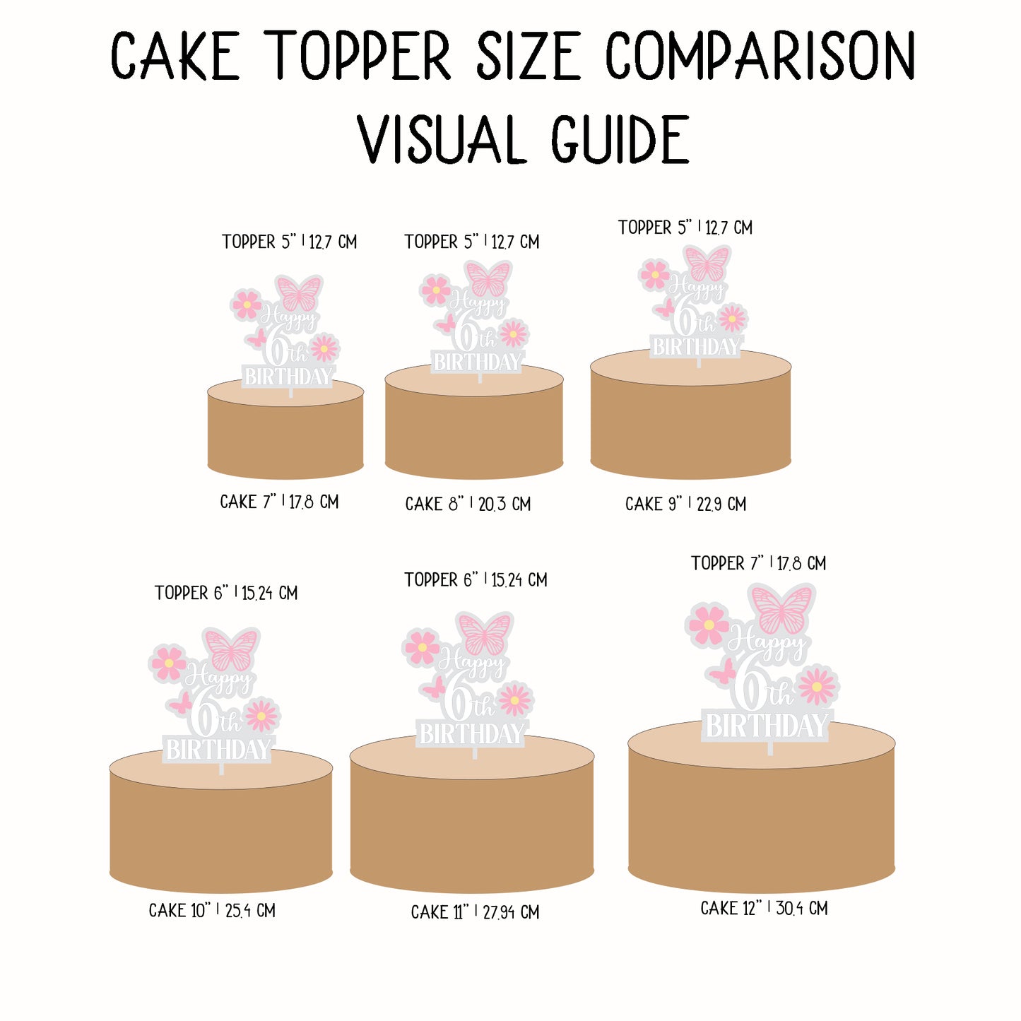 Custom Age Birthday Cake Topper – Butterfly & Daisy Layered Acrylic Topper
