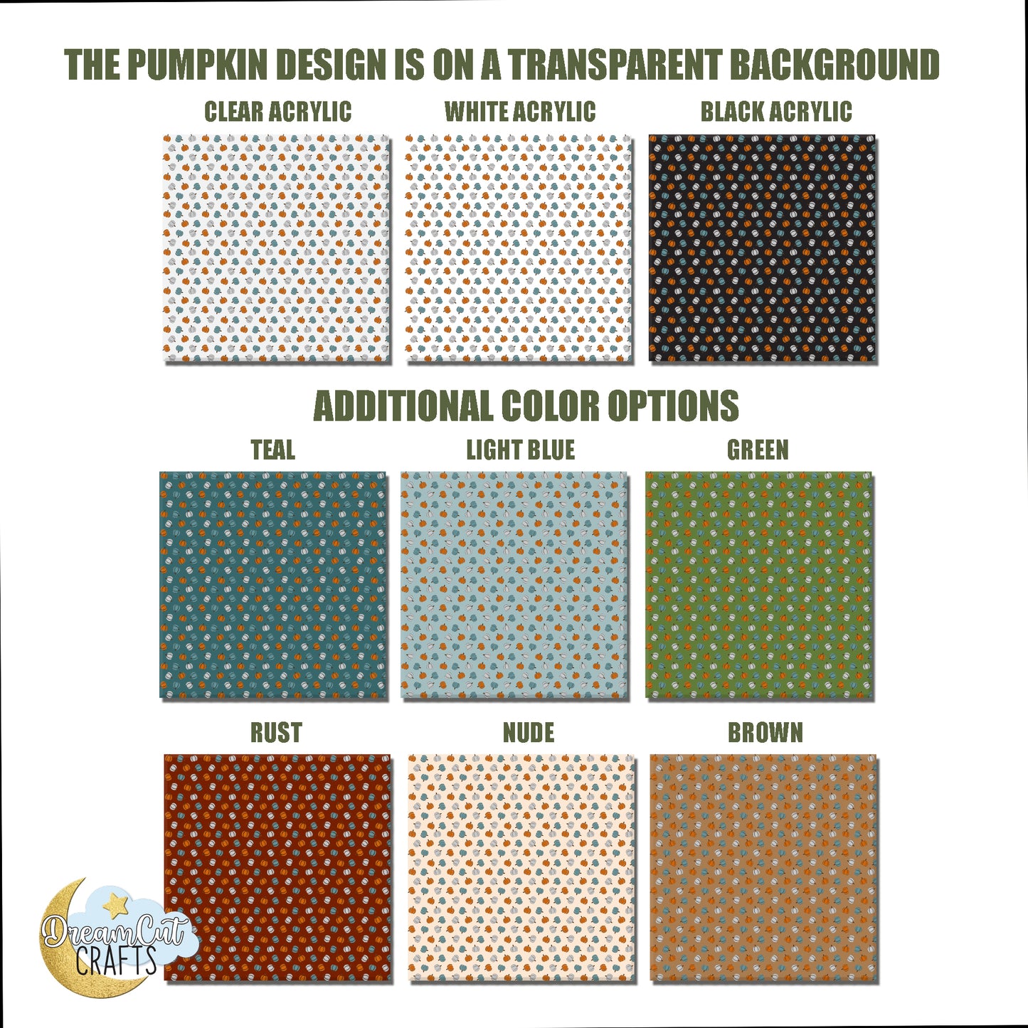 Pumpkin Pattern UV Printed Acrylic Sheet | Fall Themed 1/8” Cast Acrylic / MDF for Laser Cutting