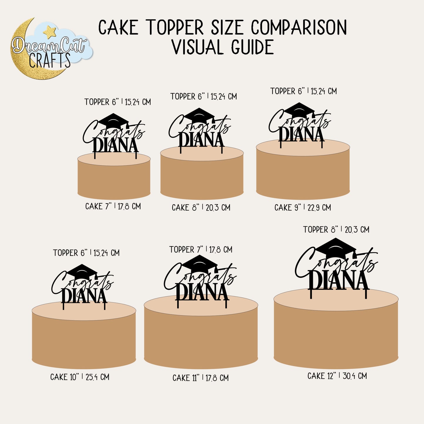 Custom Graduation Cake Topper | Personalized Congrats Grad with Name & Cap | Acrylic Party Decoration