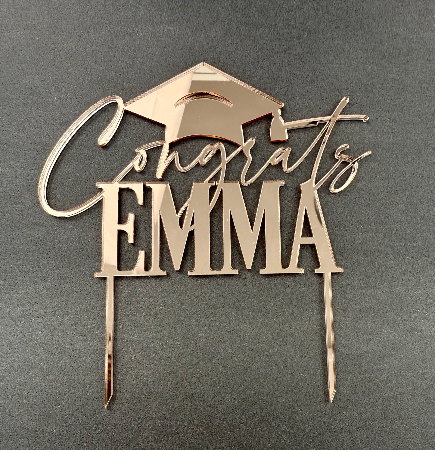 Custom Graduation Cake Topper | Personalized Congrats Grad with Name & Cap | Acrylic Party Decoration
