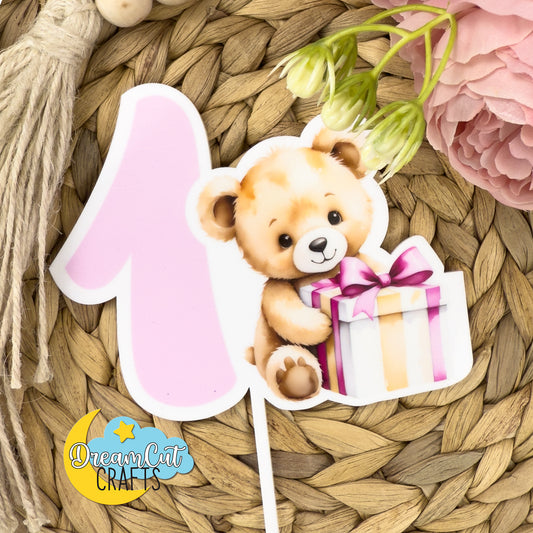 Custom Teddy Bear Cake Topper – Personalized Baby Birthday & Baby Shower Acrylic Cake Decoration