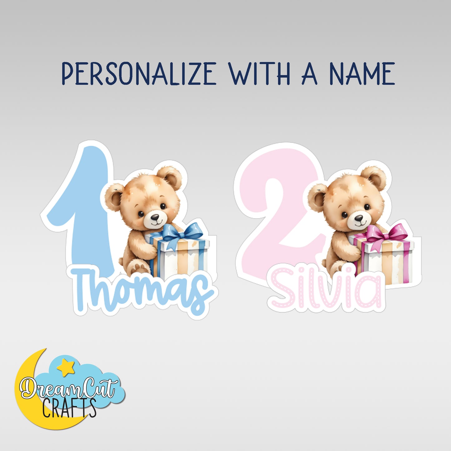 Custom Teddy Bear Cake Topper – Personalized Baby Birthday & Baby Shower Acrylic Cake Decoration
