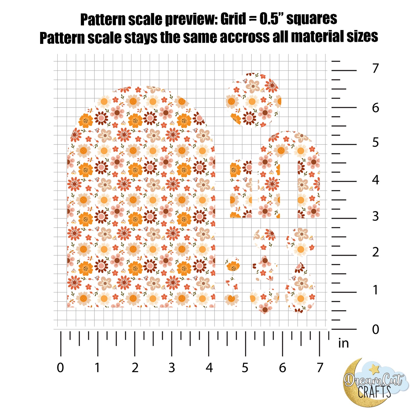 Fall Flowers UV Printed Acrylic Sheet | Autumn Floral Pattern | Laser-Safe Cast Acrylic or MDF