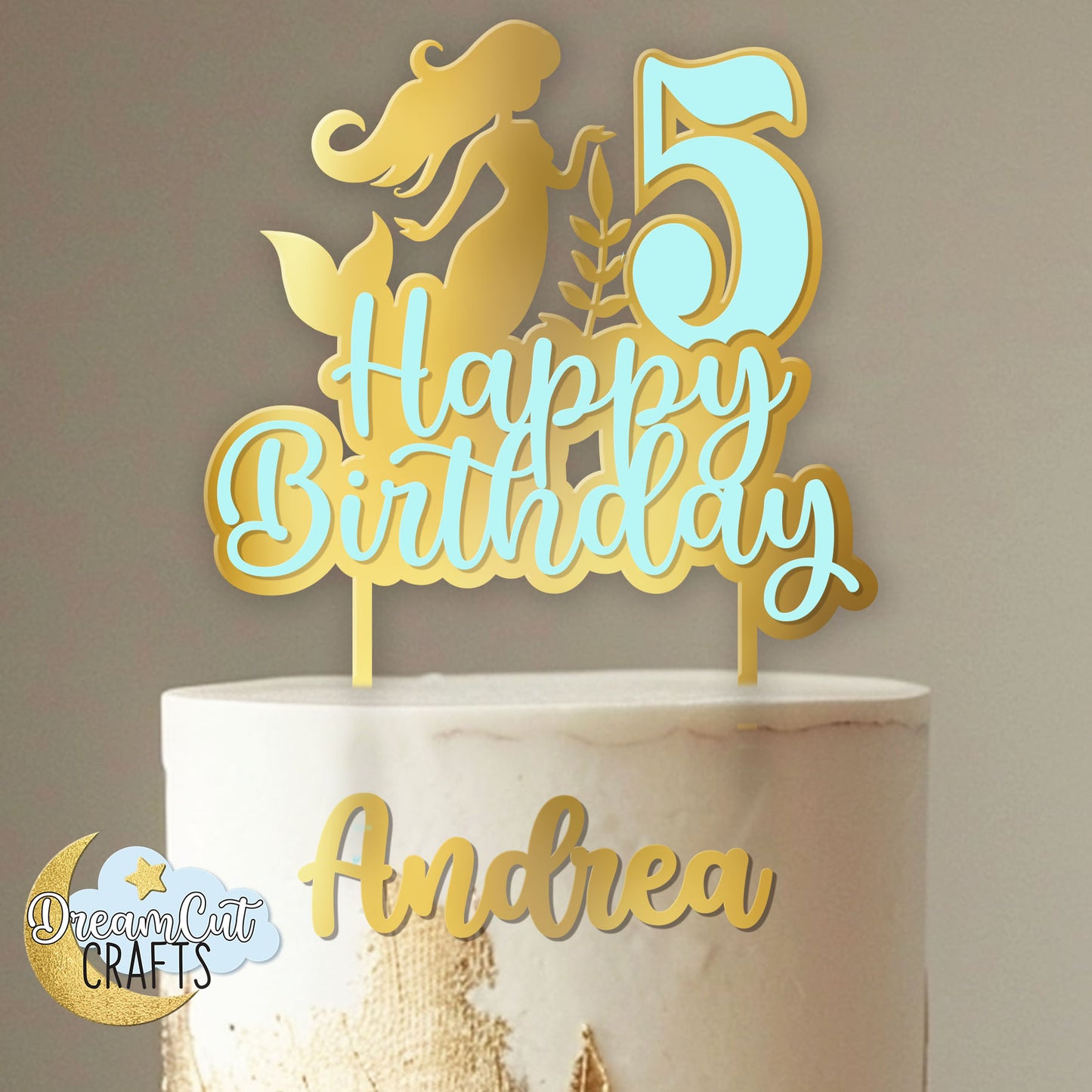 Custom Mermaid Cake Topper | Personalized Birthday Decoration with Name & Age | Under the Sea Acrylic Party Cake Topper