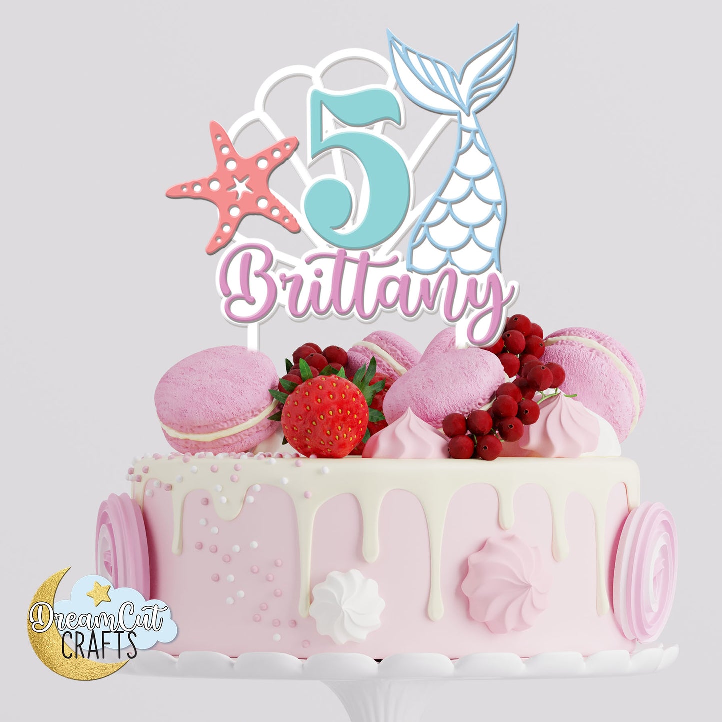 Custom Mermaid Cake Topper | Personalized Under the Sea Birthday Cake Decoration | Girl Birthday Party Keepsake