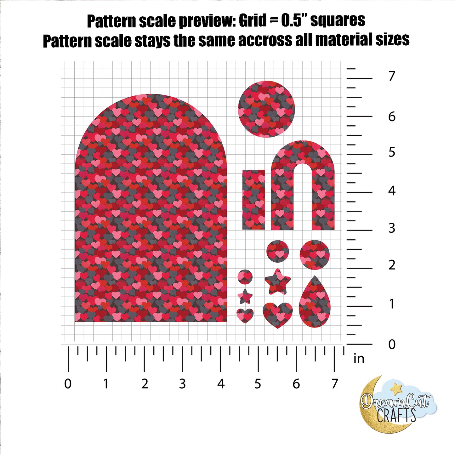 Red, Pink and Gray Heart Pattern UV Printed Acrylic & MDF Sheet for Laser Cutting