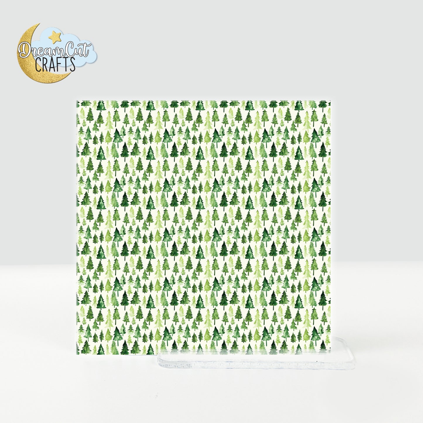 Watercolor Forest Trees UV Printed Acrylic Sheet | Laser Safe Material for Earrings, Keychains & Holiday Crafts