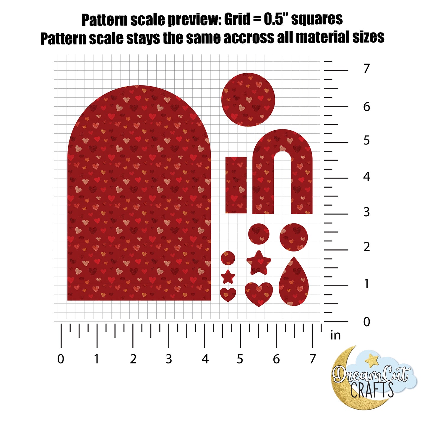 Red Hearts UV Printed Acrylic Sheet for Laser Cutting | Valentine Pattern Acrylic & MDF