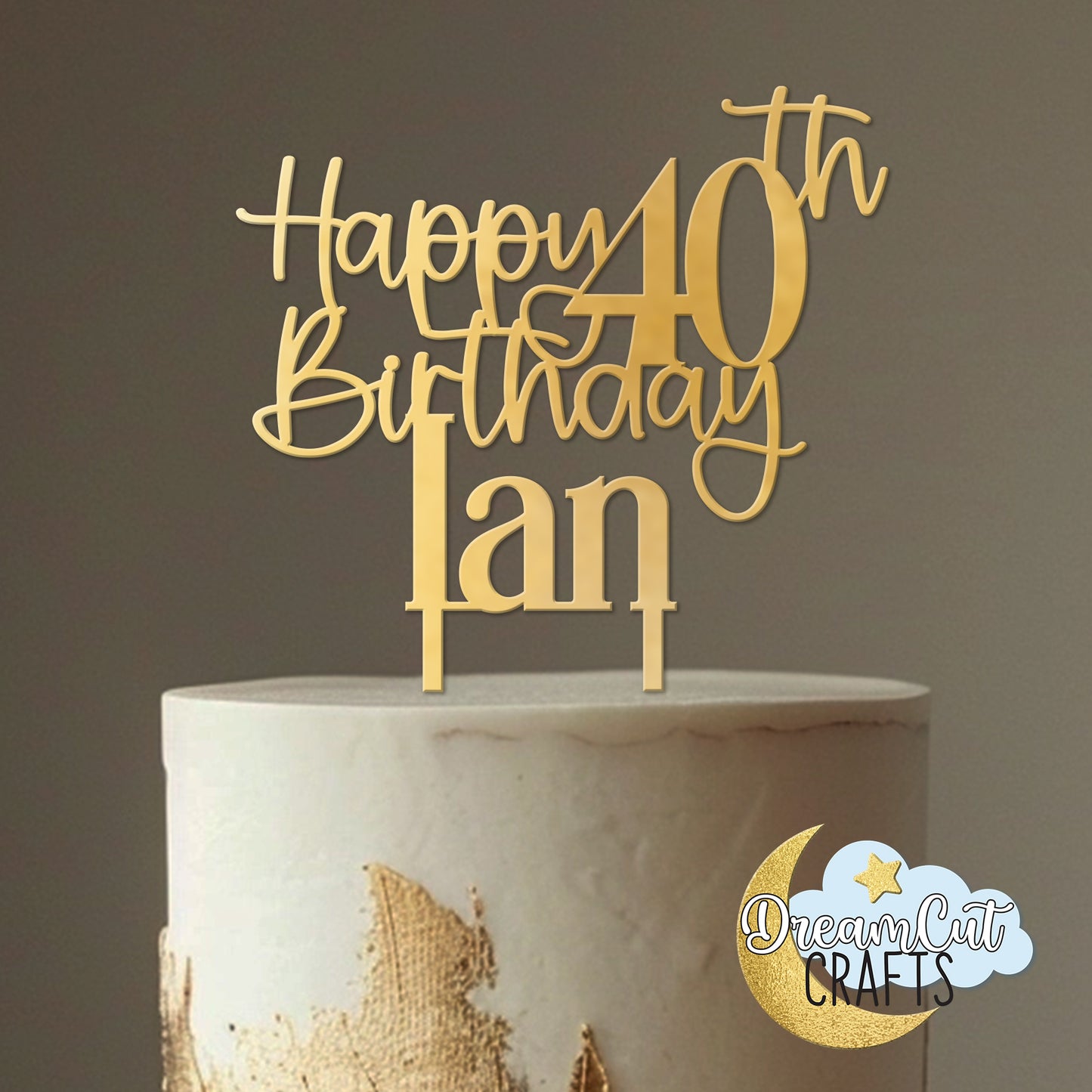 Personalized Acrylic Birthday Cake Topper with Name & Age | Elegant Script + Serif Custom Topper | 5, 6 or 7 Inch