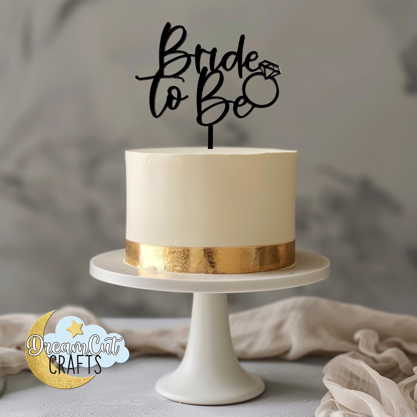 Bride to Be Cake Topper – Gold Mirror Acrylic Bridal Shower Cake Decoration