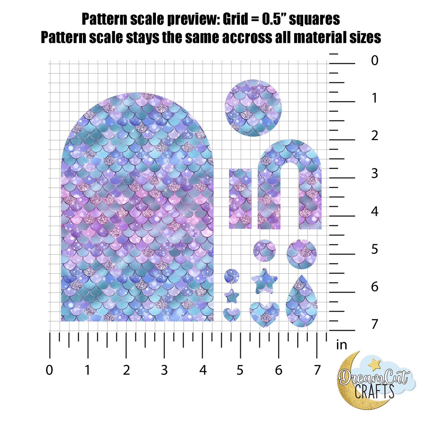 Mermaid Scales UV Printed Acrylic Sheet or MDF – Custom Size, Multiple Color Options