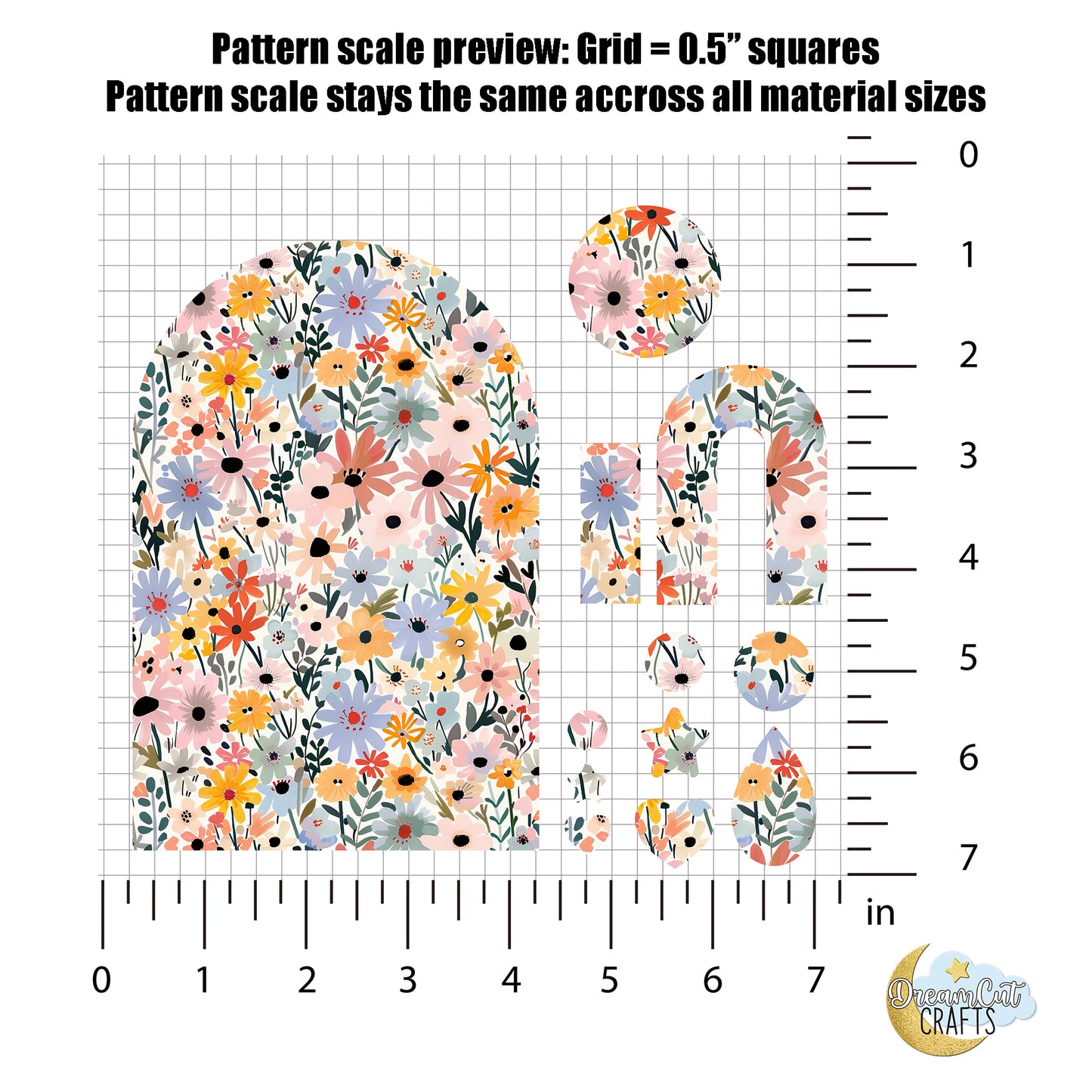 Floral Daisies Pattern UV Printed Acrylic Sheet | Colorful Flower Print | Laser-Ready Cast Acrylic or MDF