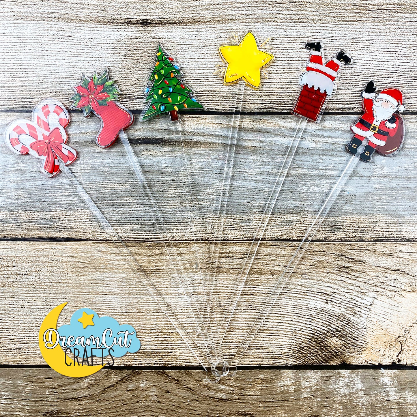 Christmas Drink Stirrers – Laser Cut Acrylic Stirrer with Festive UV Print (Single Piece)