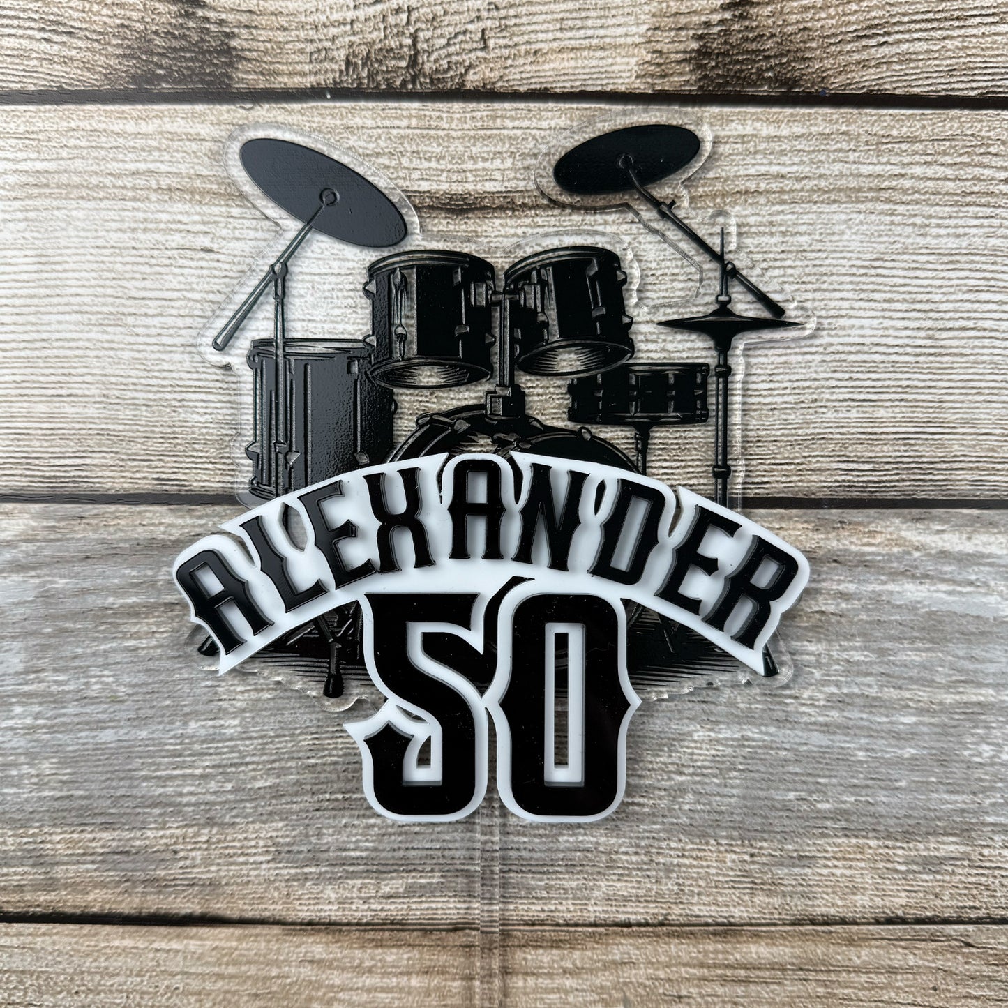 Custom Drums Cake Topper – Personalized Music Birthday Cake Topper for Rock & Band Parties