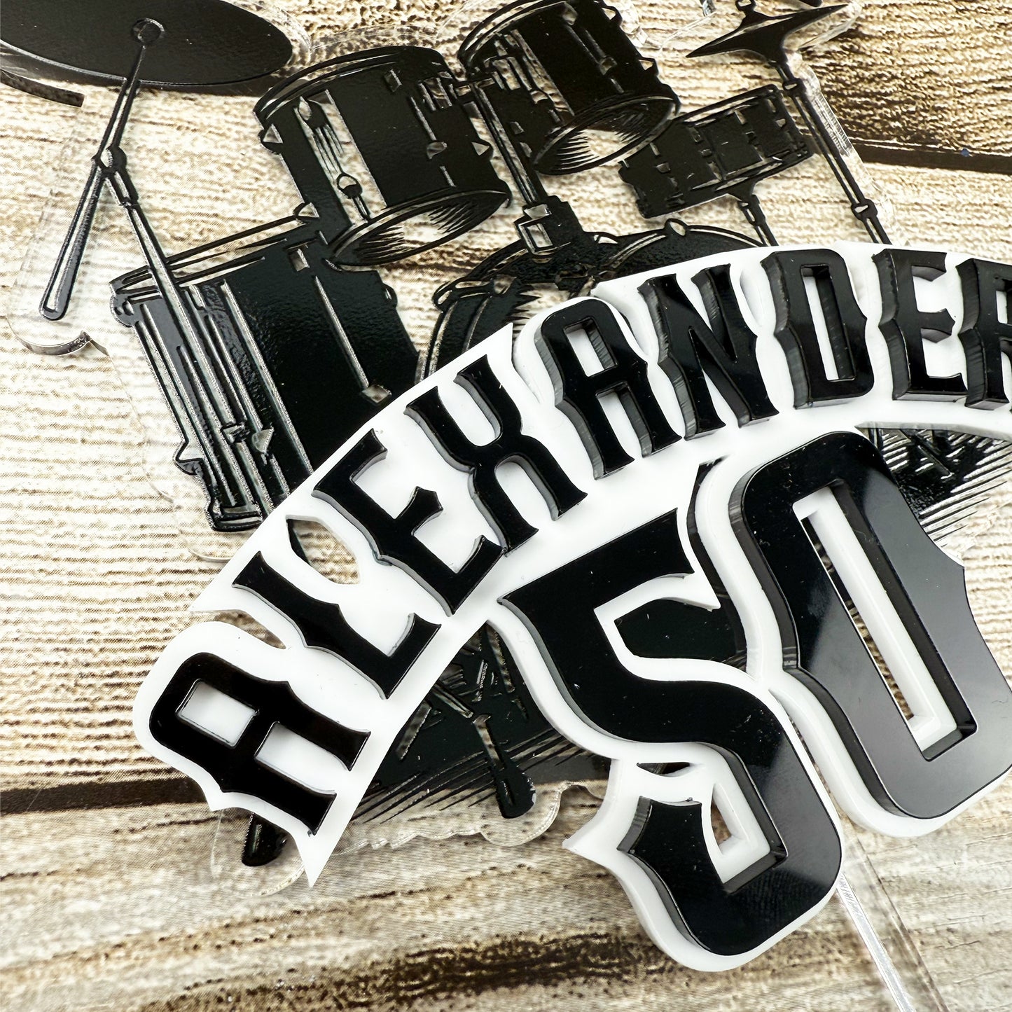Custom Drums Cake Topper – Personalized Music Birthday Cake Topper for Rock & Band Parties