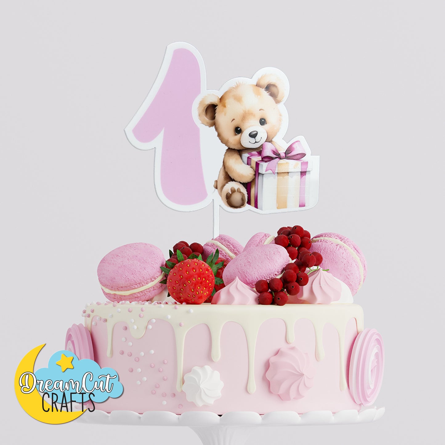 Custom Teddy Bear Cake Topper – Personalized Baby Birthday & Baby Shower Acrylic Cake Decoration