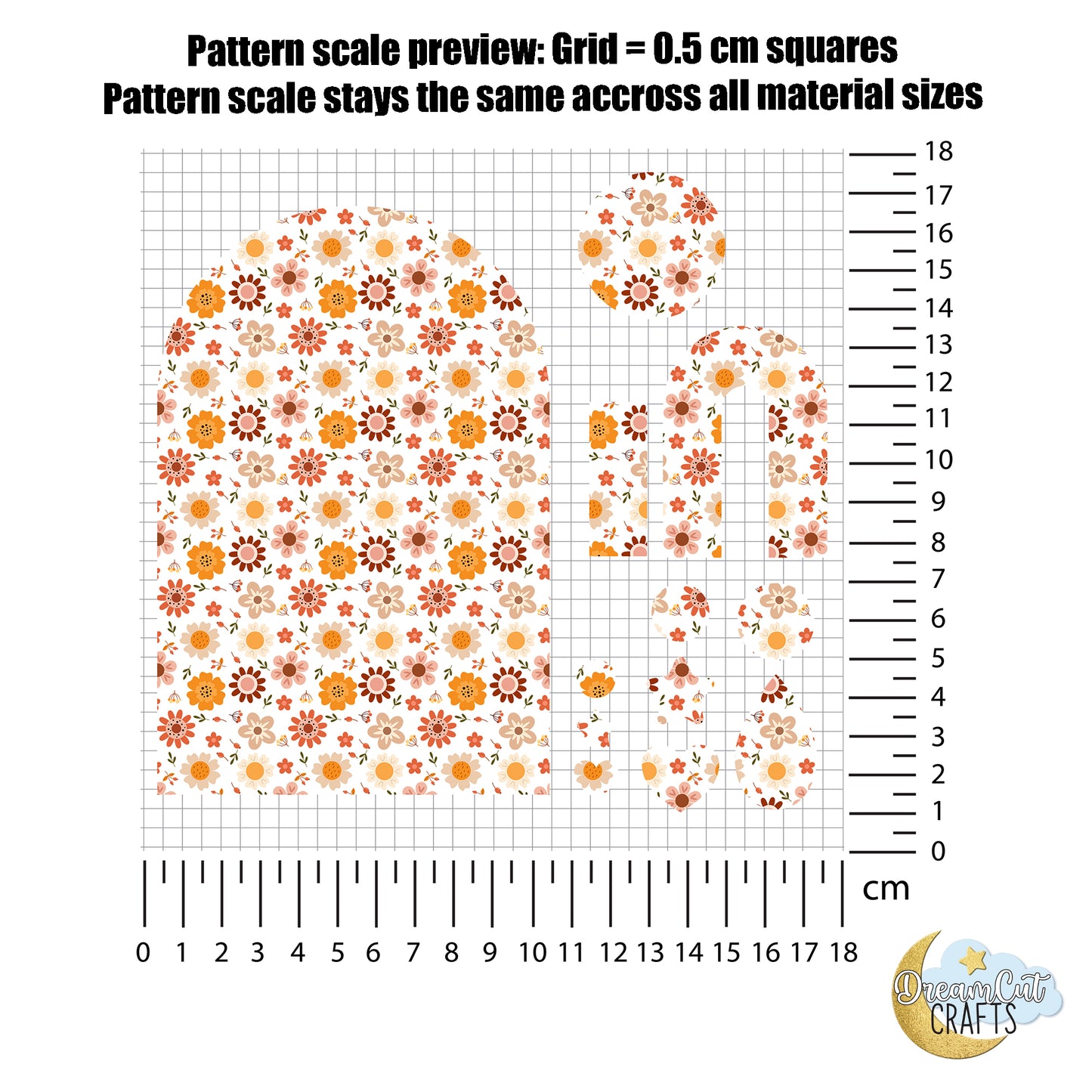 Fall Flowers UV Printed Acrylic Sheet | Autumn Floral Pattern | Laser-Safe Cast Acrylic or MDF