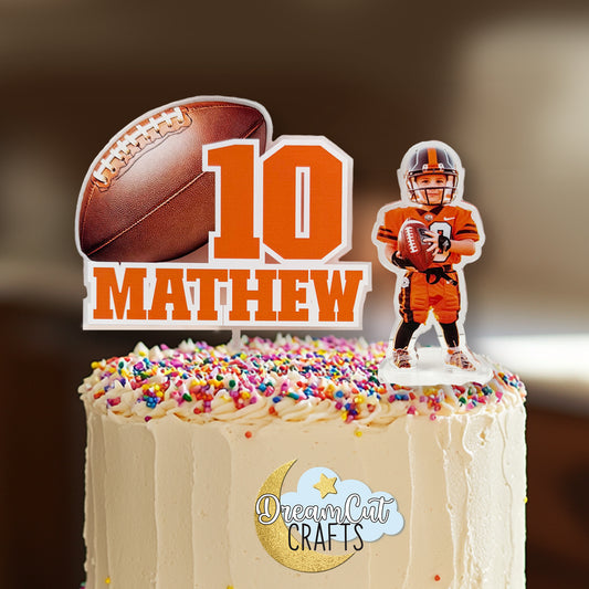 Customized cake topper | Football Photo Cake Topper with Name and Age