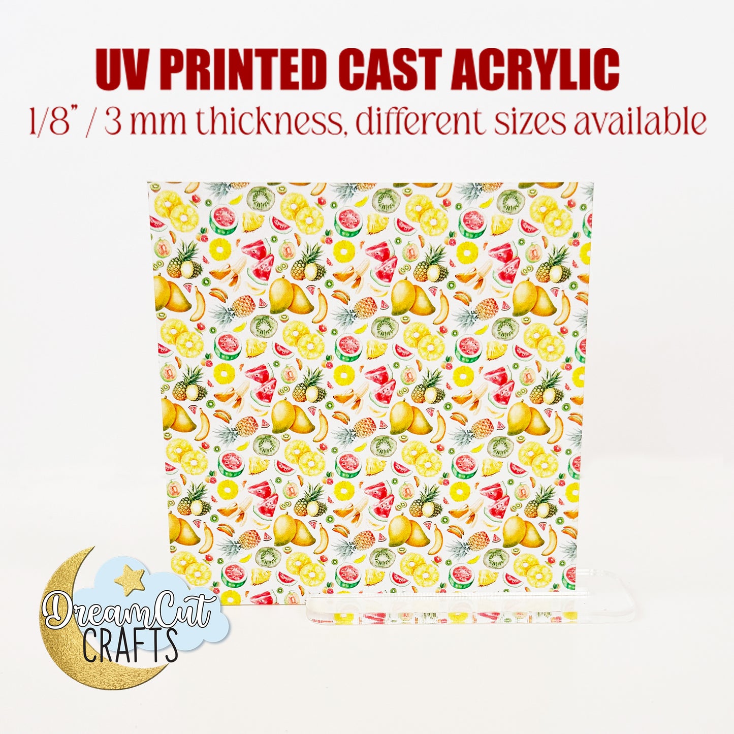Tropical Fruits UV Printed Acrylic Sheet for Laser Cutting – Summer Pattern on Cast Acrylic or MDF