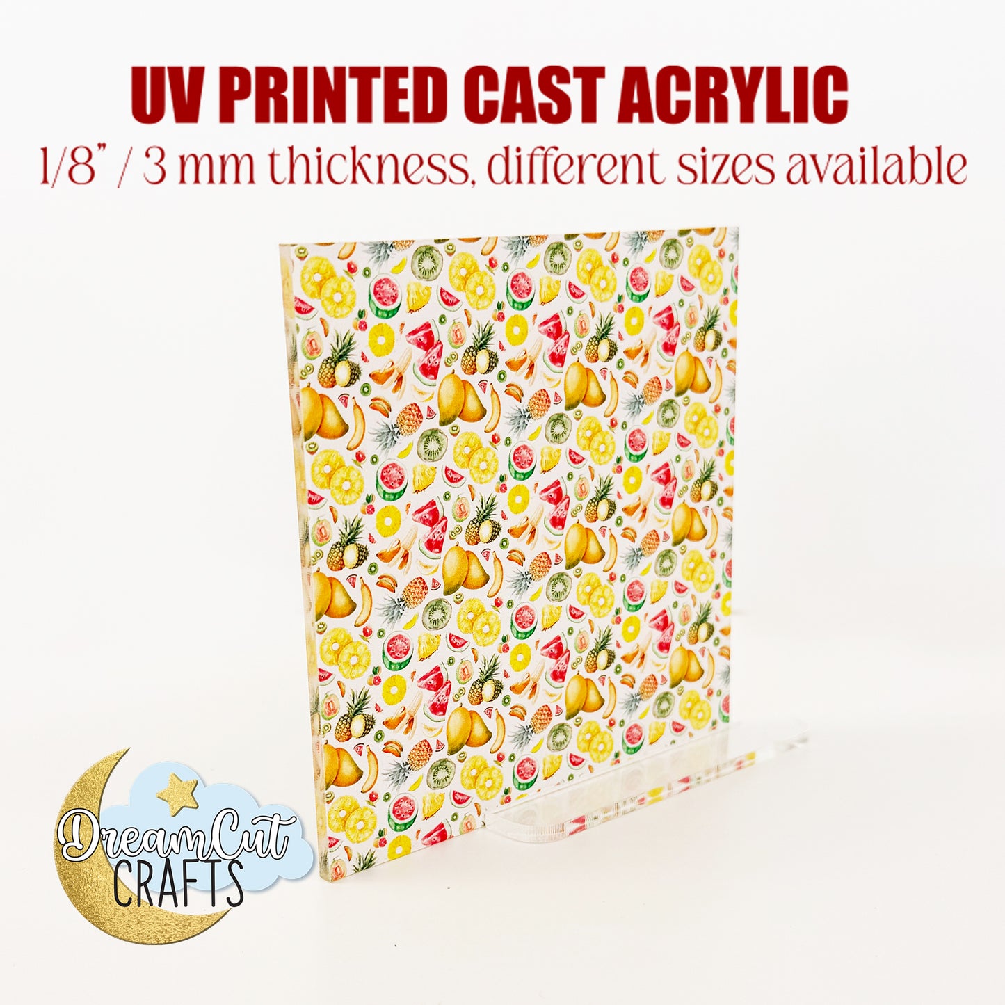 Tropical Fruits UV Printed Acrylic Sheet for Laser Cutting – Summer Pattern on Cast Acrylic or MDF