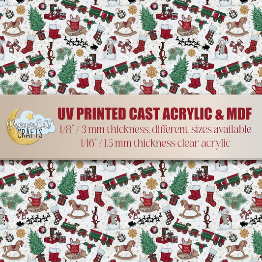 Christmas Holiday Acrylic or MDF Sheet – UV Printed Laser Safe Material