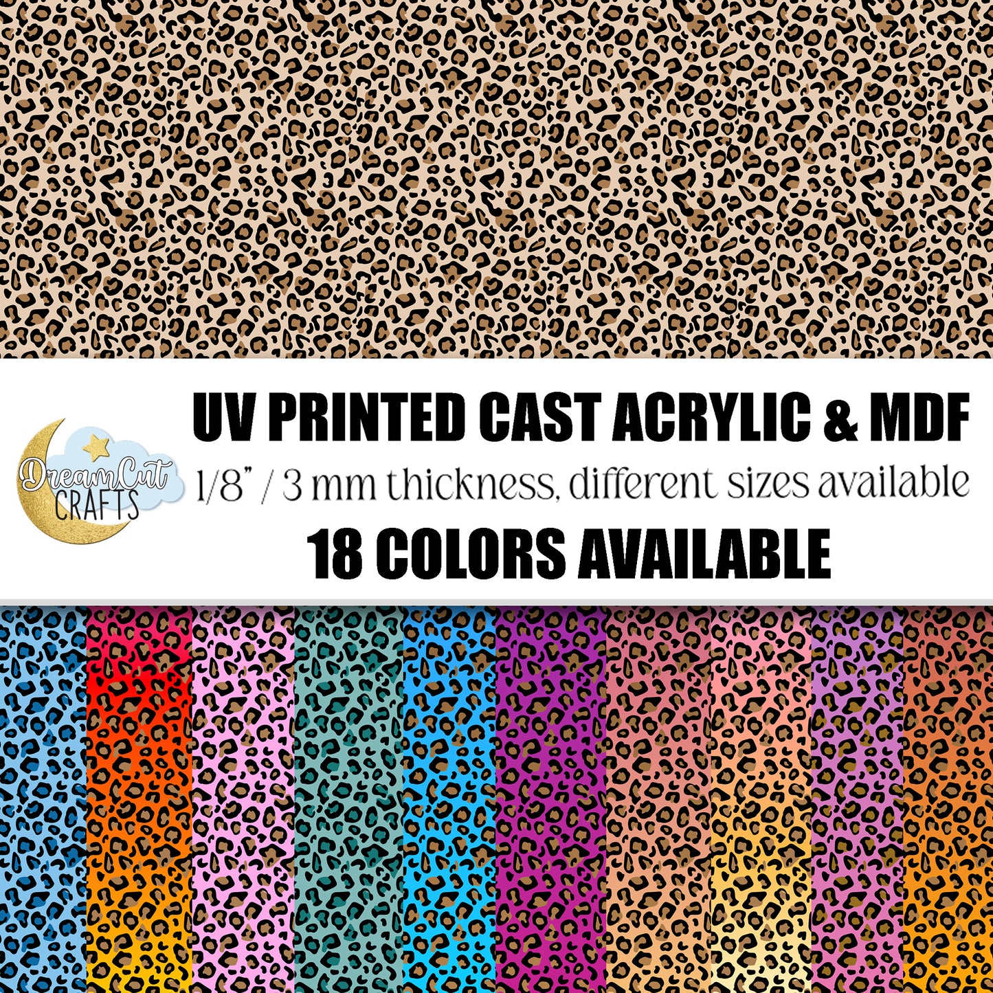 Leopard Print UV Printed Acrylic sheet or MDF – Laser Safe Material for Earrings, Keychains & DIY Projects