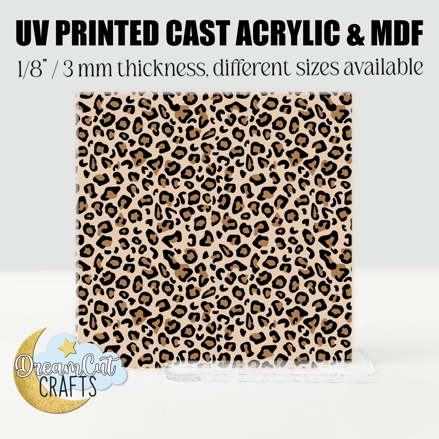 Leopard Print UV Printed Acrylic sheet or MDF – Laser Safe Material for Earrings, Keychains & DIY Projects
