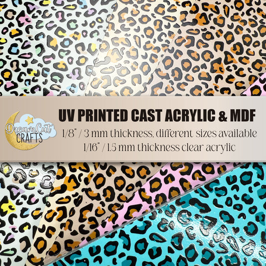 Leopard Print UV Printed Acrylic sheet or MDF – Laser Safe Material for Earrings, Keychains & DIY Projects