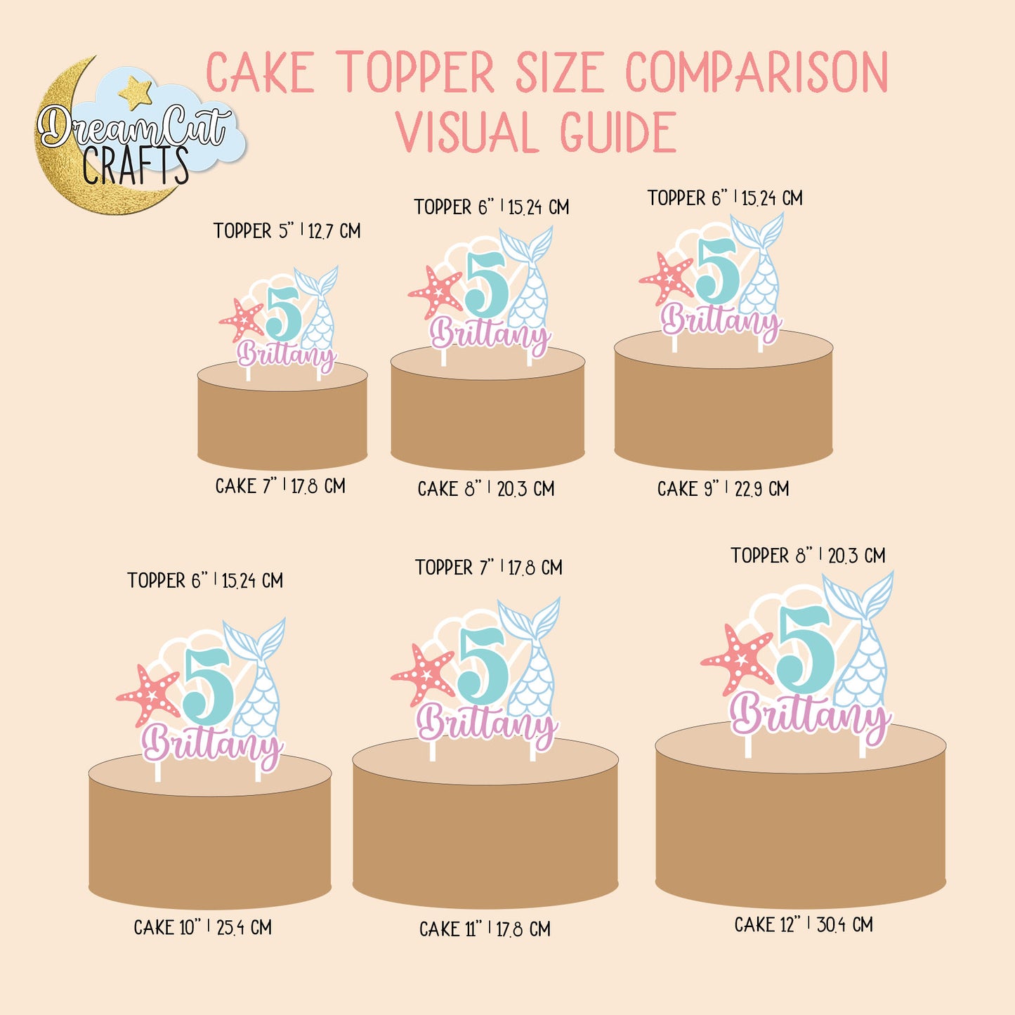 Custom Mermaid Cake Topper | Personalized Under the Sea Birthday Cake Decoration | Girl Birthday Party Keepsake