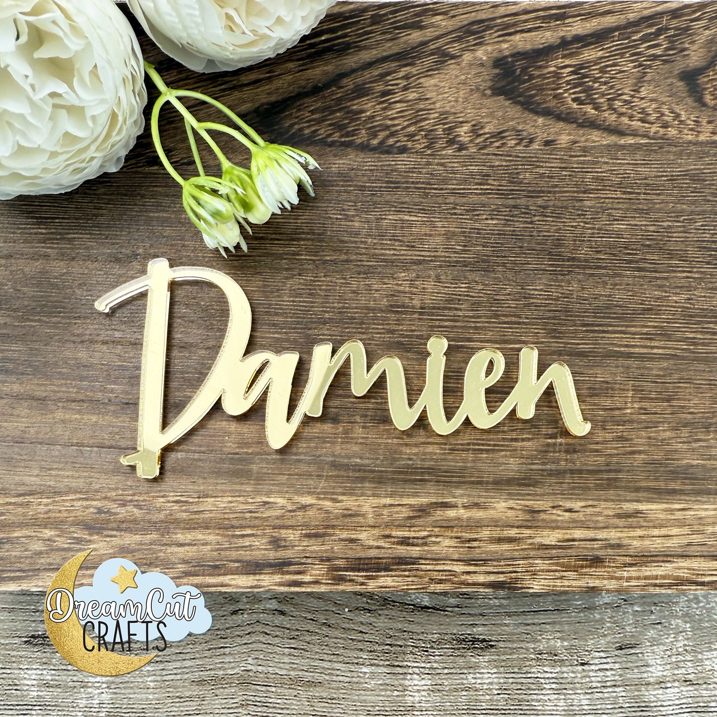 Custom Acrylic Name Place Cards for Weddings and Events | Personalized Laser-Cut Table Name Decor
