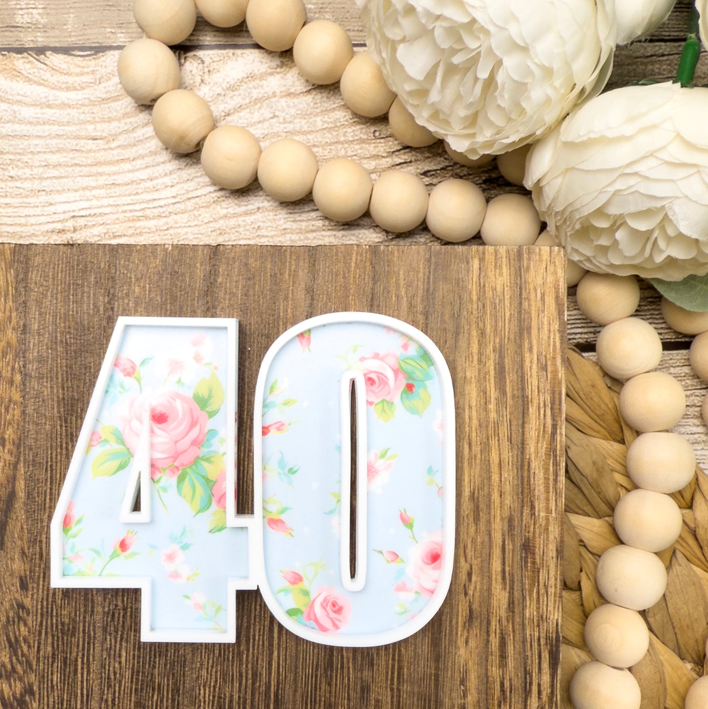 Name Cake Topper and Age cake charm – UV Printed Patterned Number