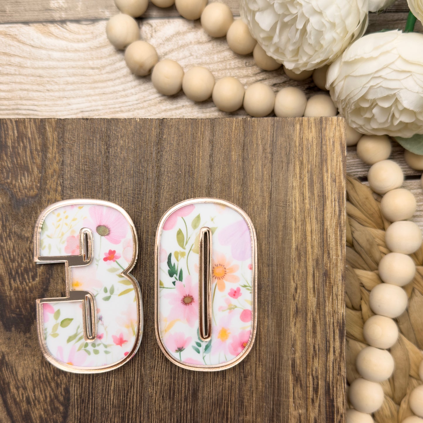 Name Cake Topper and Age cake charm – UV Printed Patterned Number