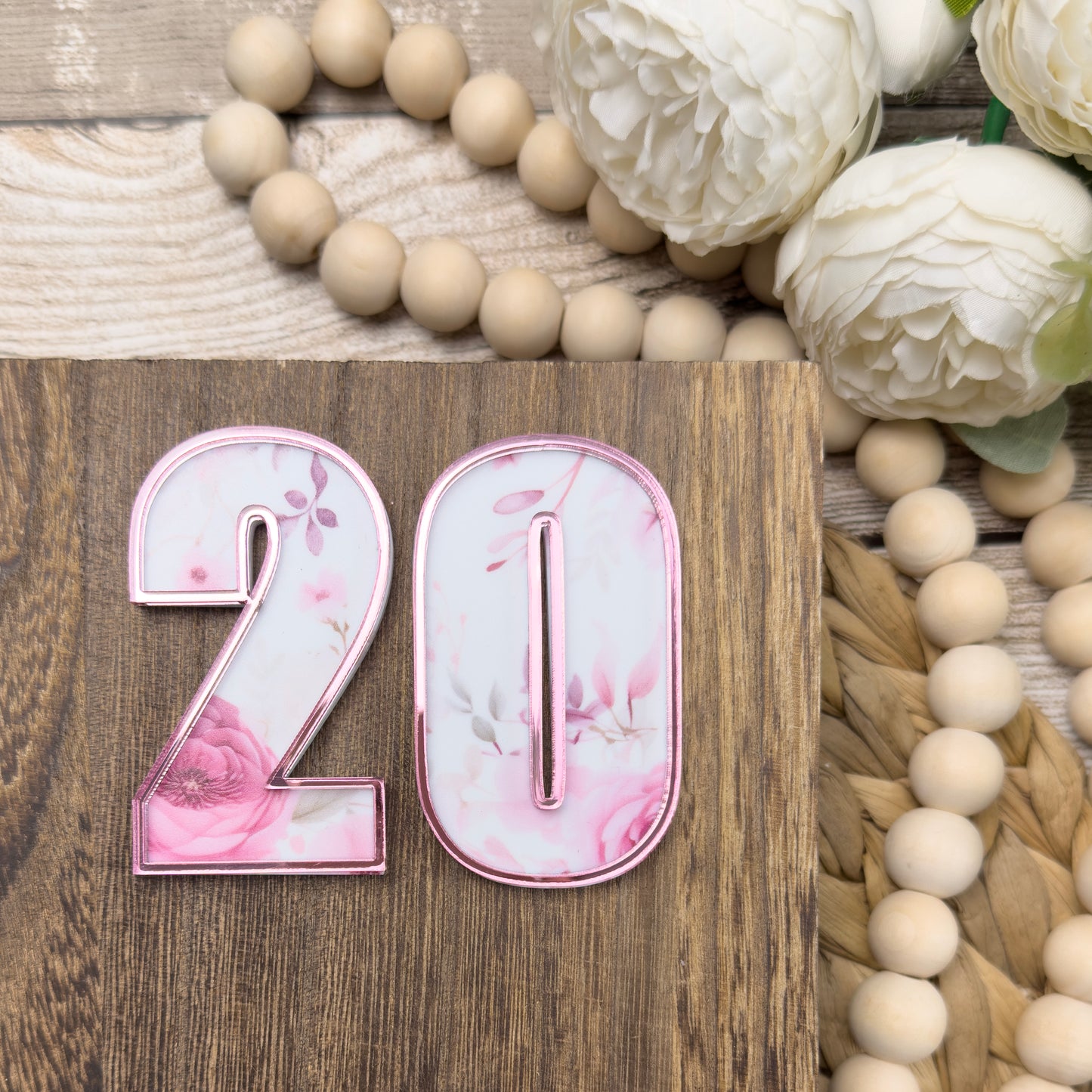 Name Cake Topper and Age cake charm – UV Printed Patterned Number