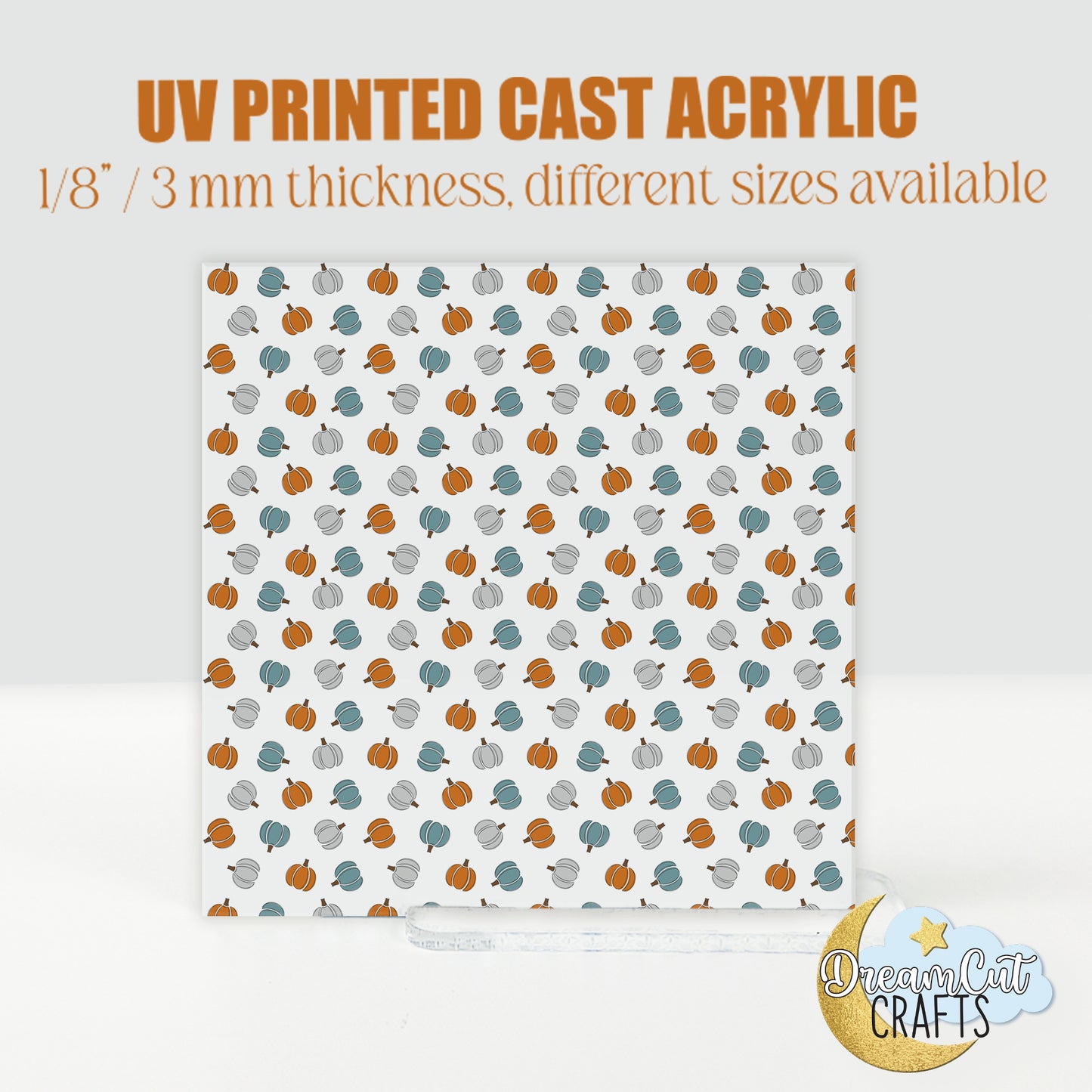 Pumpkin Pattern UV Printed Acrylic Sheet | Fall Themed 1/8” Cast Acrylic / MDF for Laser Cutting