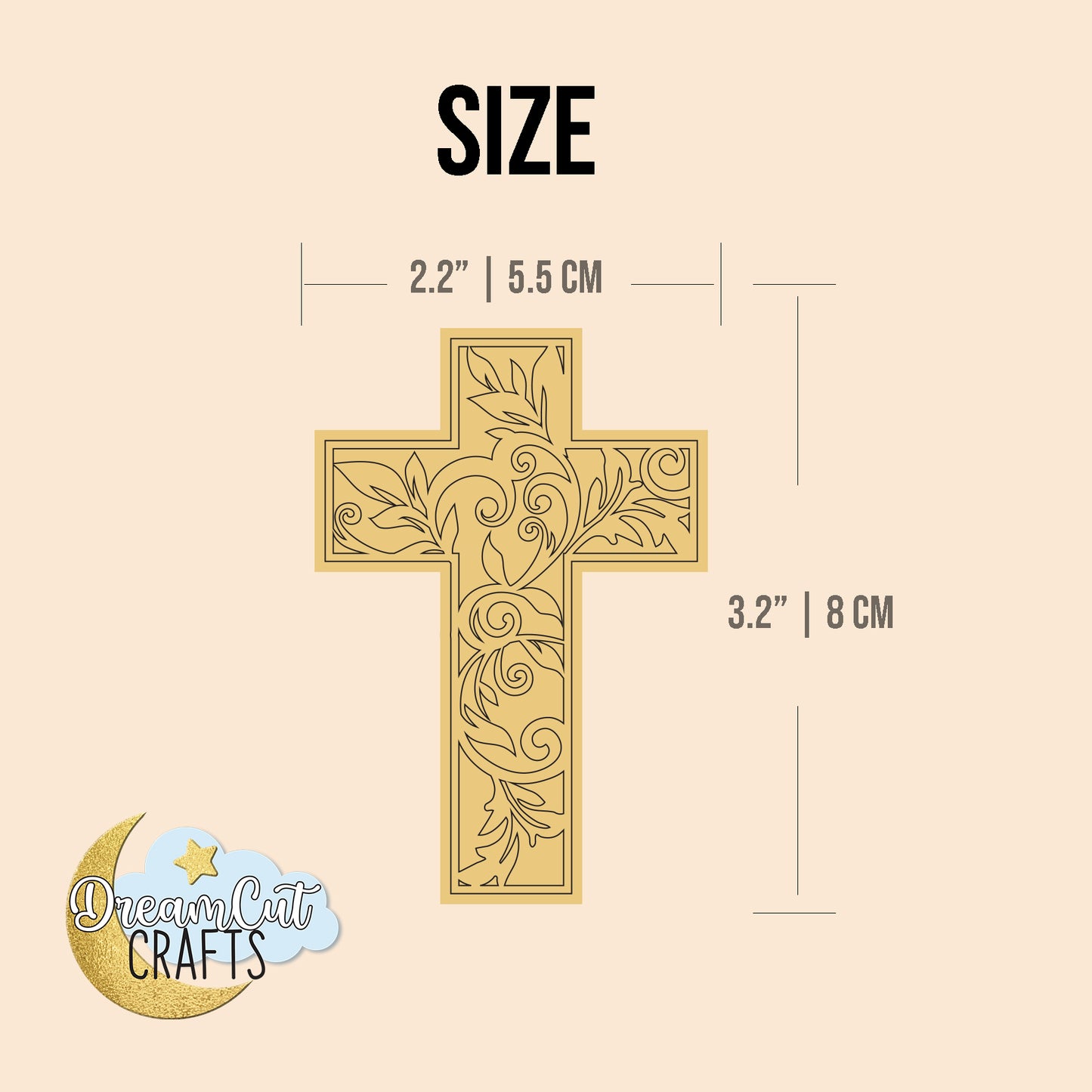 Gold Mirror Cross Cake Charm for Baptism Cake | Acrylic Christening Cake Decoration | First Communion Cake Charm
