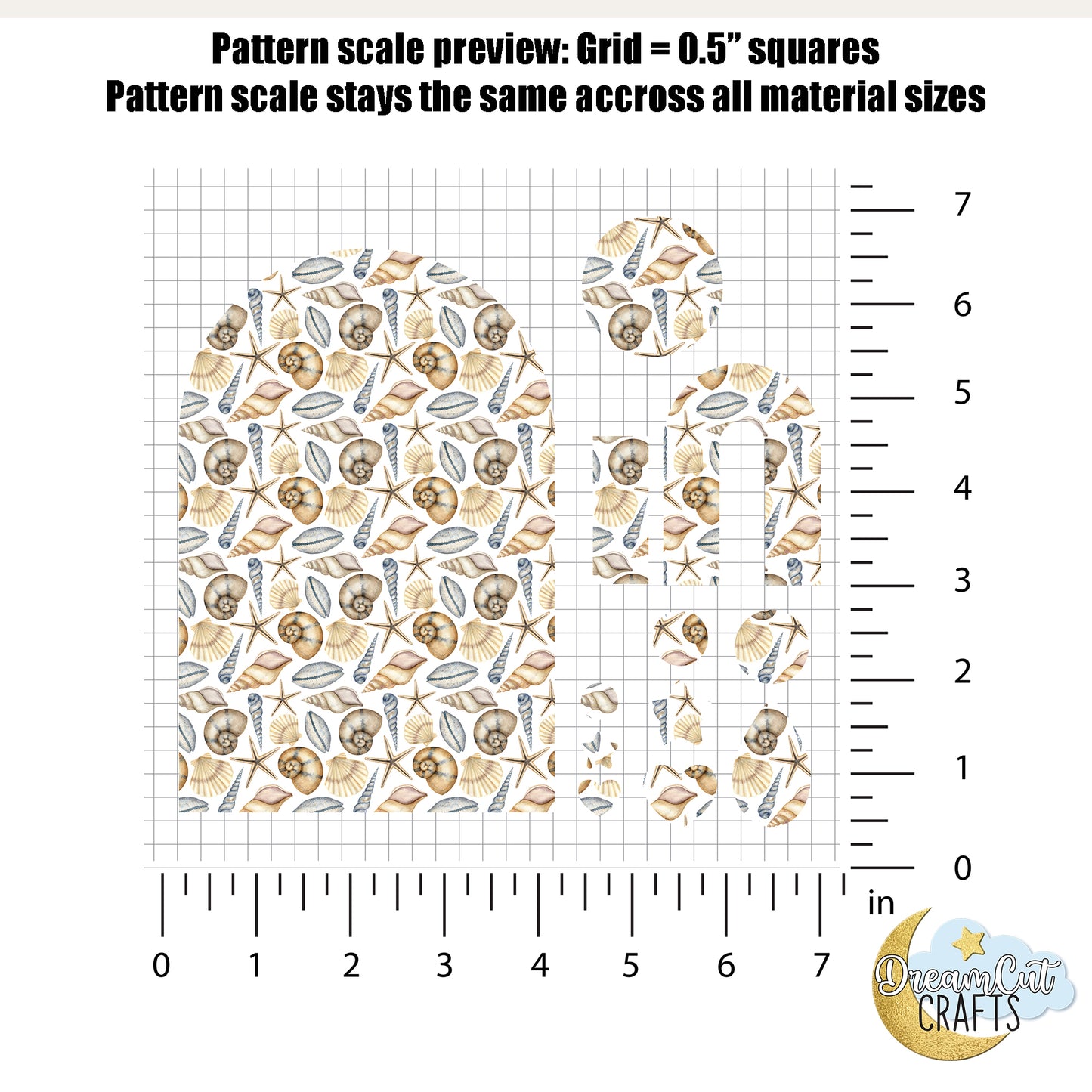 Seashells UV Printed Acrylic Sheet – Coastal Shell Pattern Laser Material in Cast Acrylic or MDF