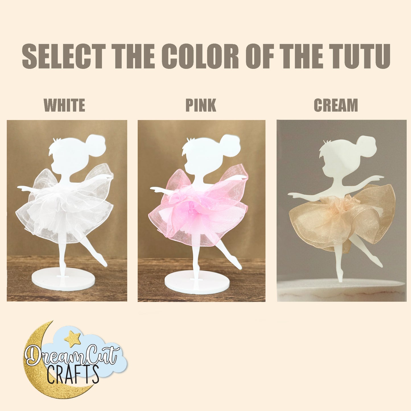 Custom Ballerina Cake Topper with Personalized Number – Elegant Tutu Birthday Cake Decoration