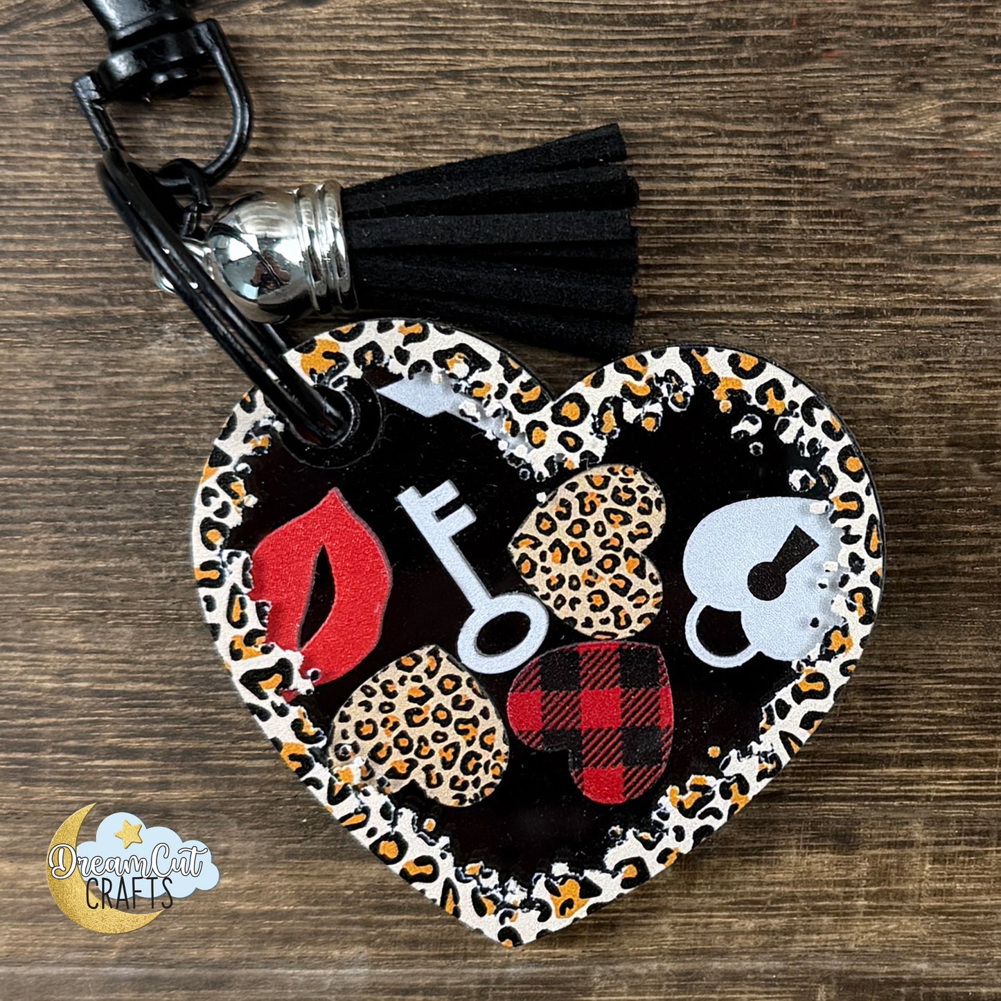 Personalized Heart Shaker Keychain, Custom Acrylic Keychain with Name or Message