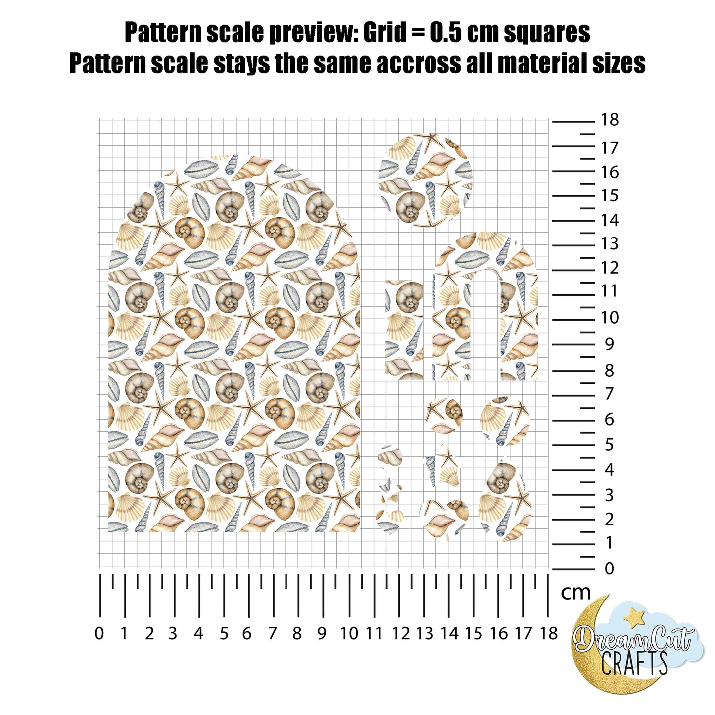 Seashells UV Printed Acrylic Sheet – Coastal Shell Pattern Laser Material in Cast Acrylic or MDF