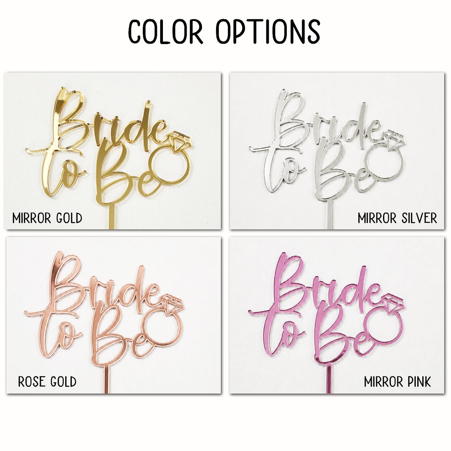 Bride to Be Cake Topper – Gold Mirror Acrylic Bridal Shower Cake Decoration