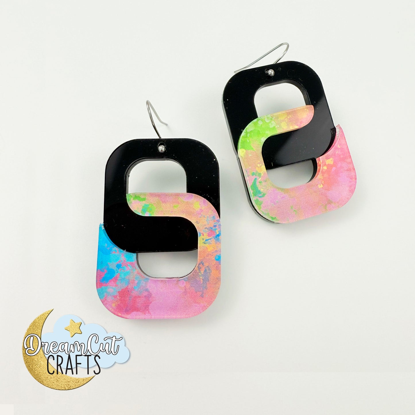 Rainbow Splashes UV Printed Acrylic Sheet | Colorful Abstract Pattern | Laser-Safe Cast Acrylic or MDF