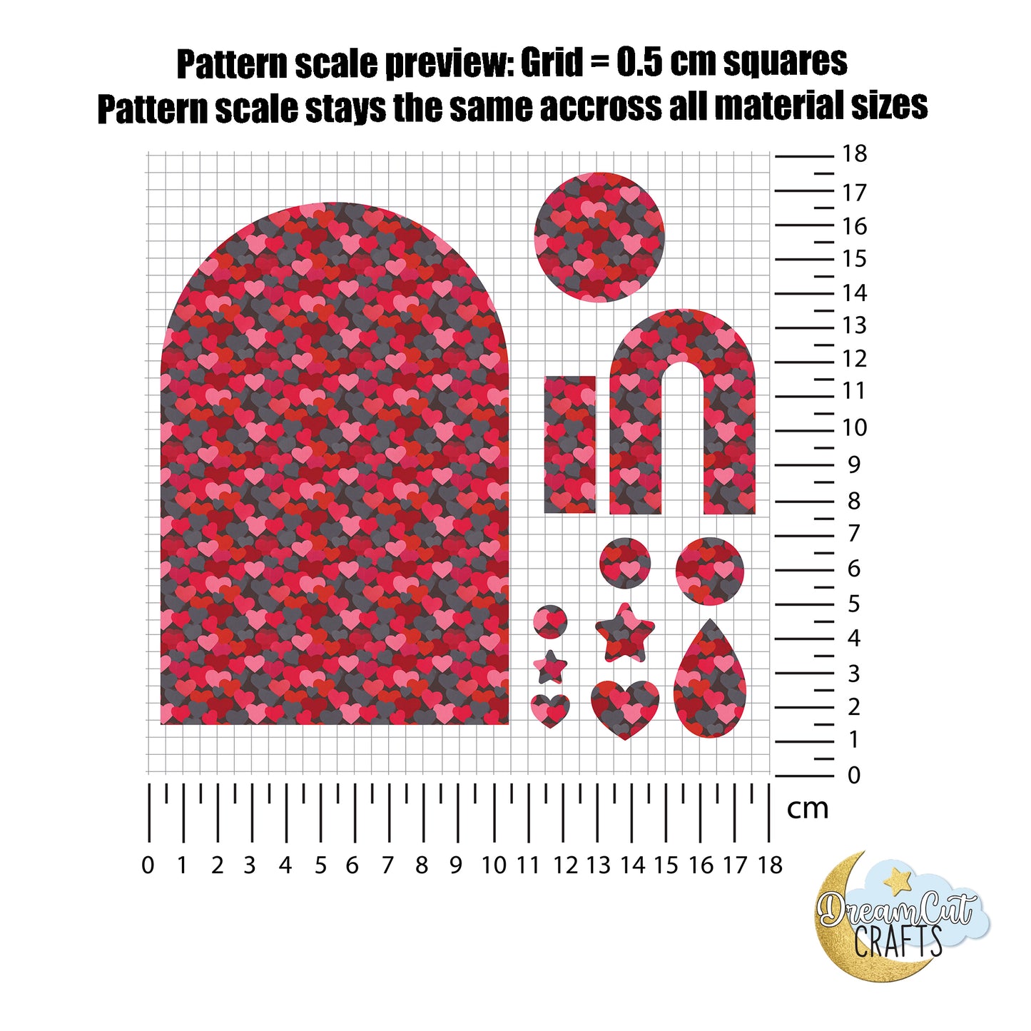 Red, Pink and Gray Heart Pattern UV Printed Acrylic & MDF Sheet for Laser Cutting