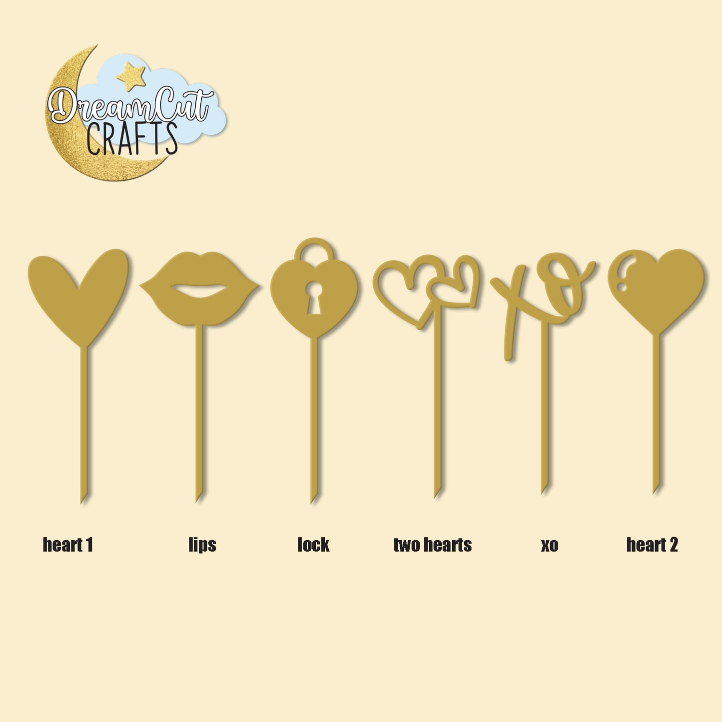 Valentine Acrylic Cupcake Toppers Set – Heart & XO Cake Decorations