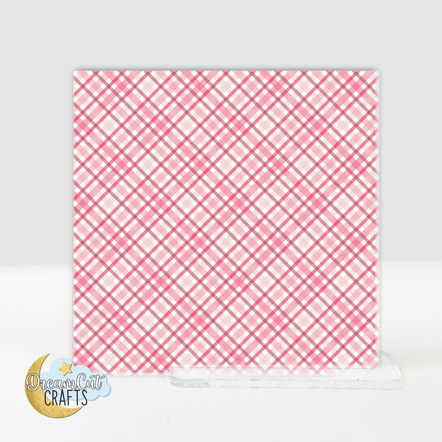 Pink Plaid UV Printed Acrylic Sheet for Laser Cutting | Plaid Pattern Cast Acrylic & MDF