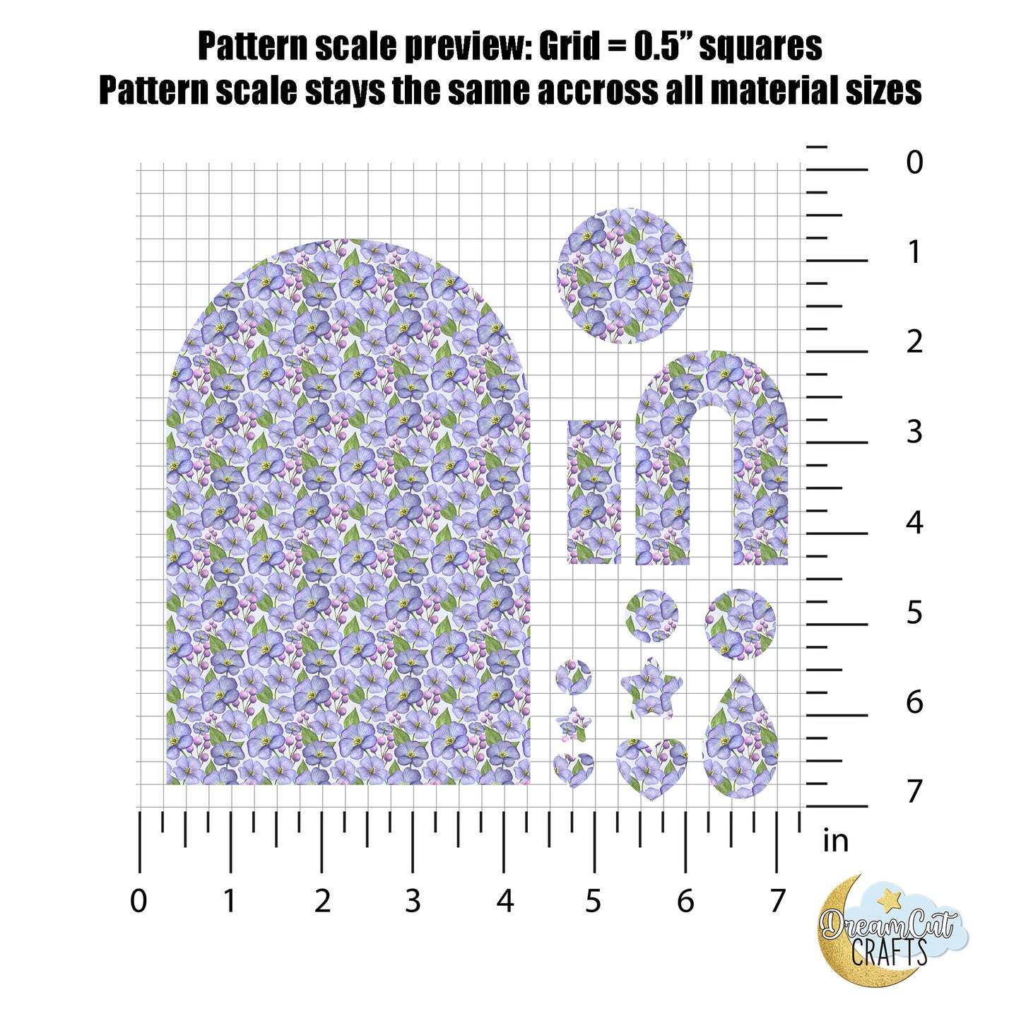 Floral Pattern UV Printed Acrylic Sheet | Purple Flower Print | Laser-Ready Cast Acrylic or MDF