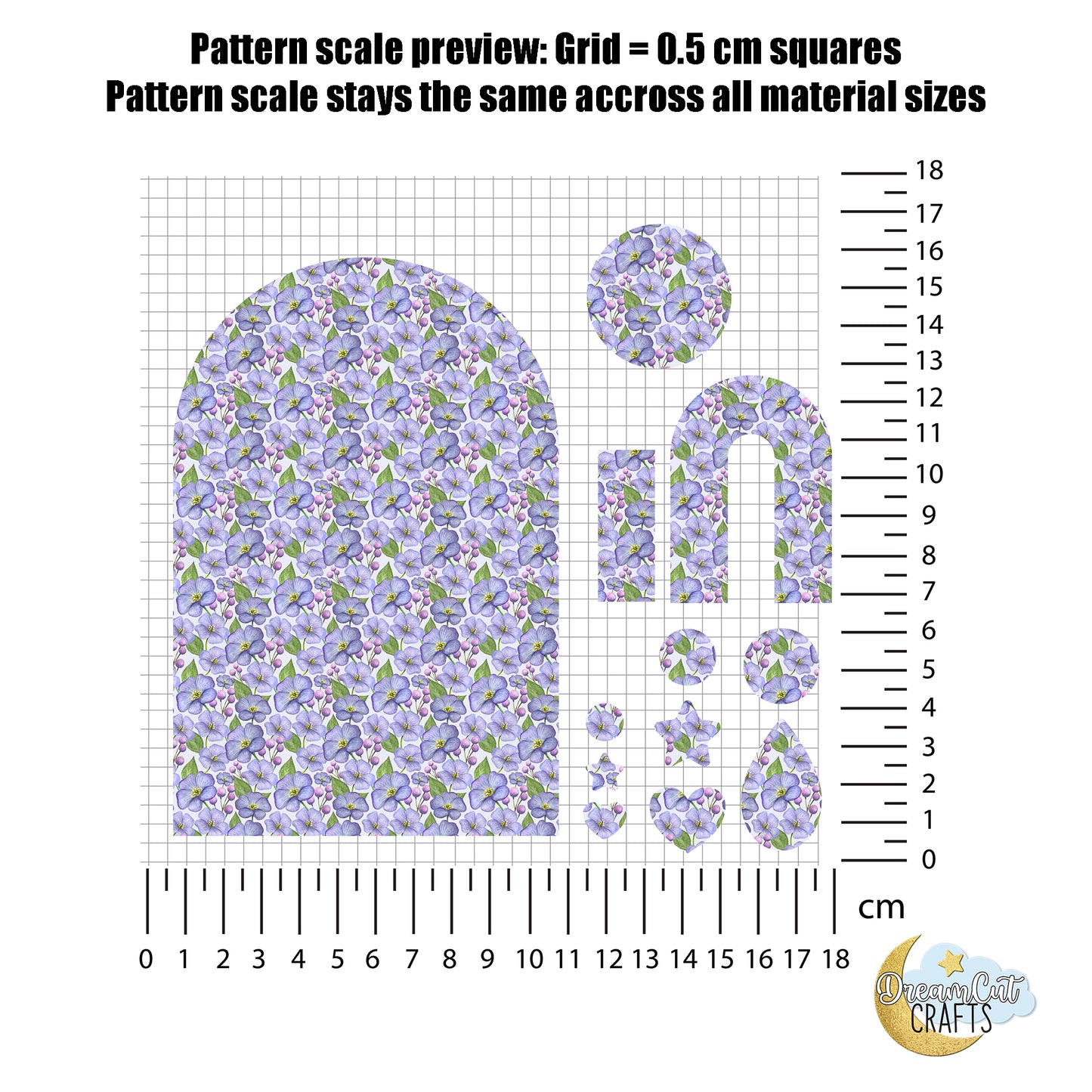 Floral Pattern UV Printed Acrylic Sheet | Purple Flower Print | Laser-Ready Cast Acrylic or MDF