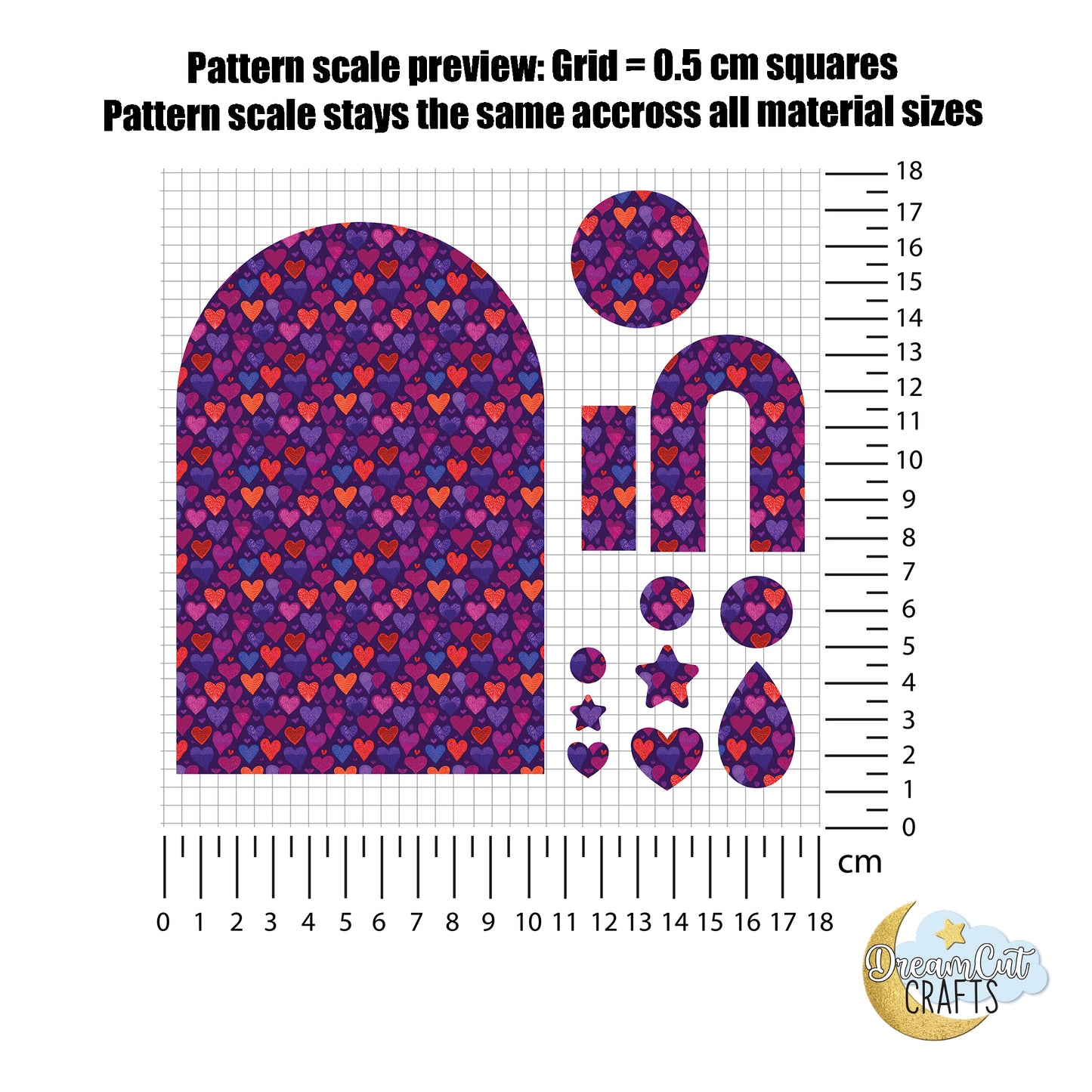 Purple Heart Pattern UV Printed Acrylic & MDF Sheet for Laser Cutting