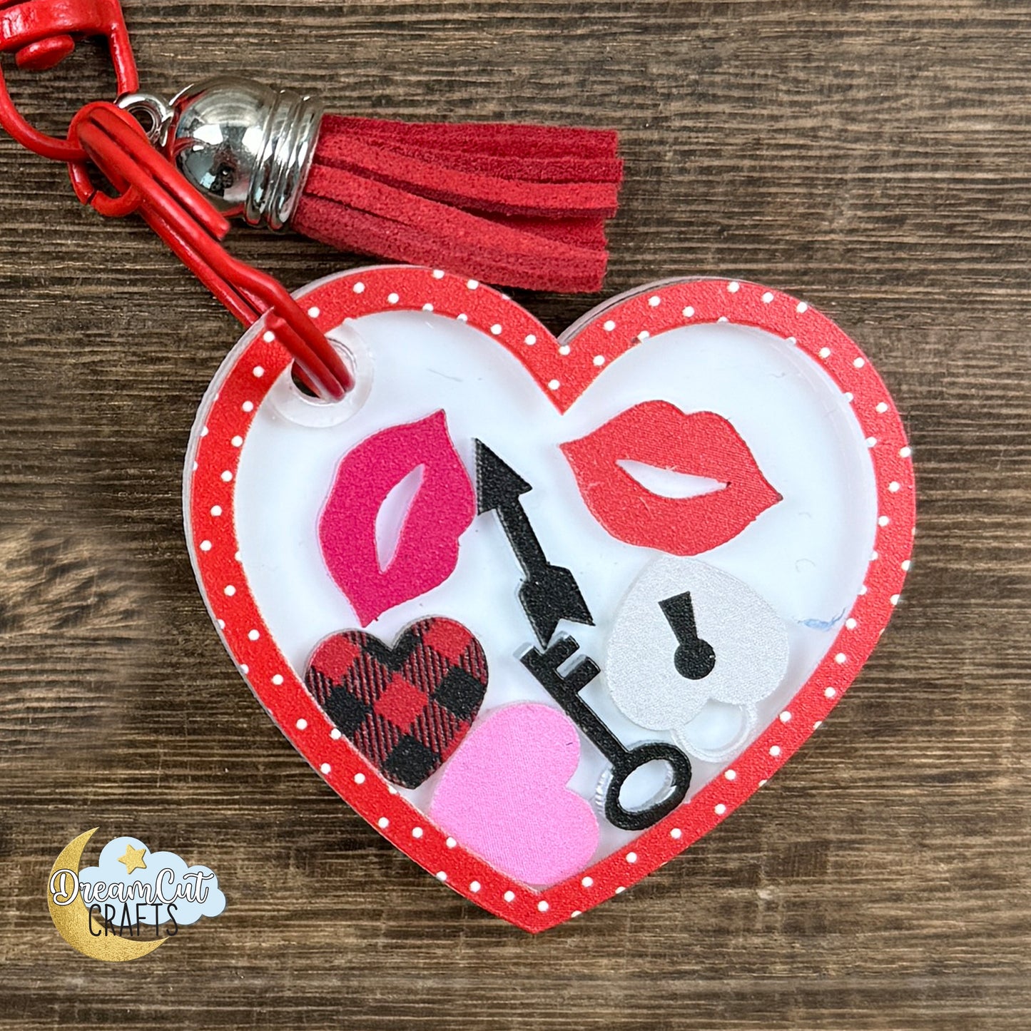 Personalized Heart Shaker Keychain, Custom Acrylic Keychain with Name or Message