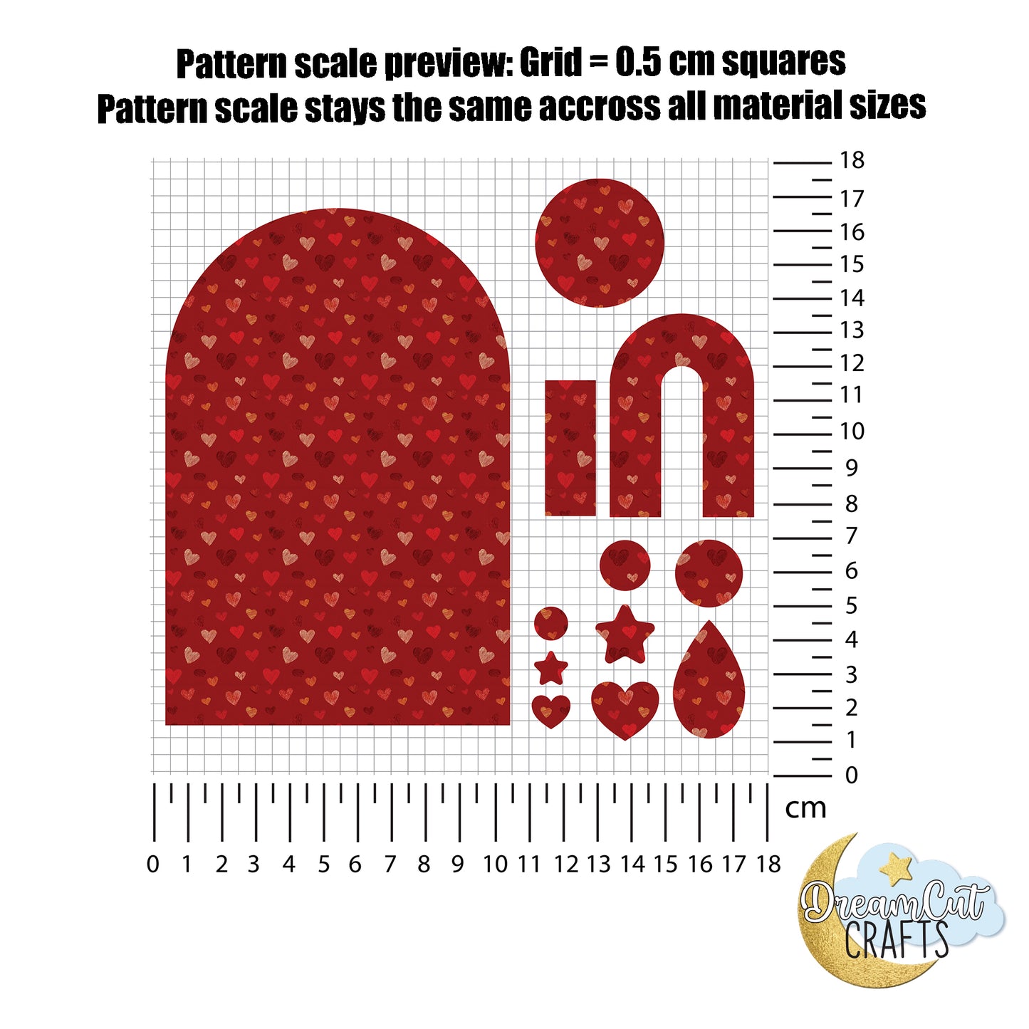 Red Hearts UV Printed Acrylic Sheet for Laser Cutting | Valentine Pattern Acrylic & MDF