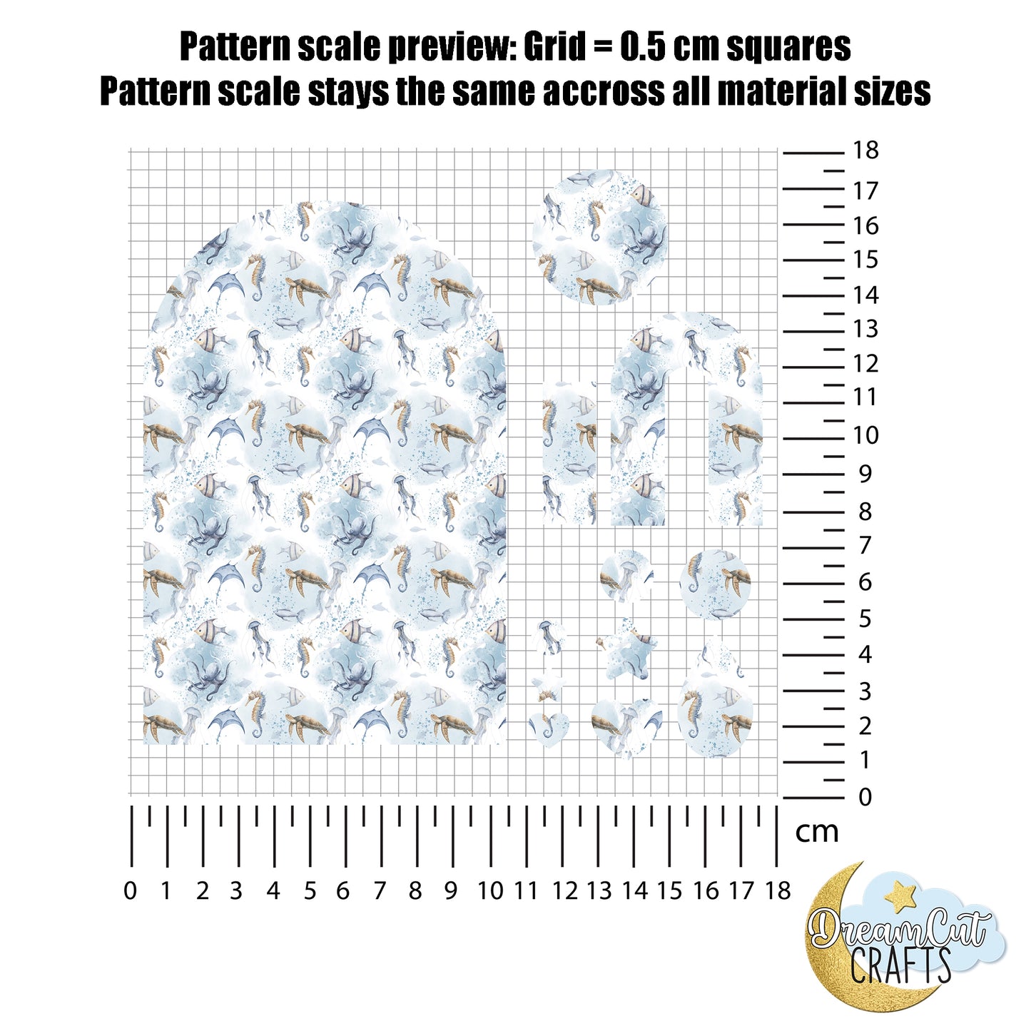 Ocean Creatures UV Printed Acrylic Sheet – Sea Life Pattern Laser Material in Cast Acrylic or MDF